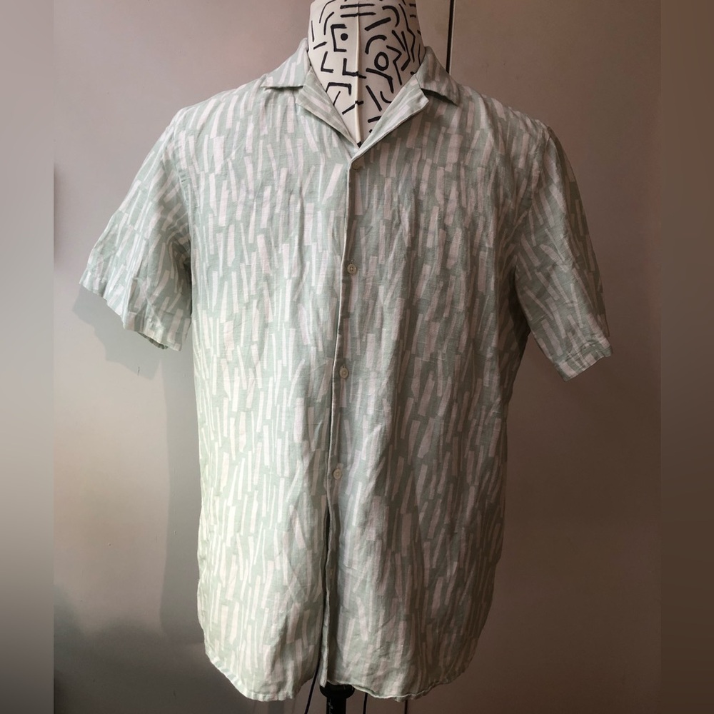 Zara Men's Green Patterned Shirt